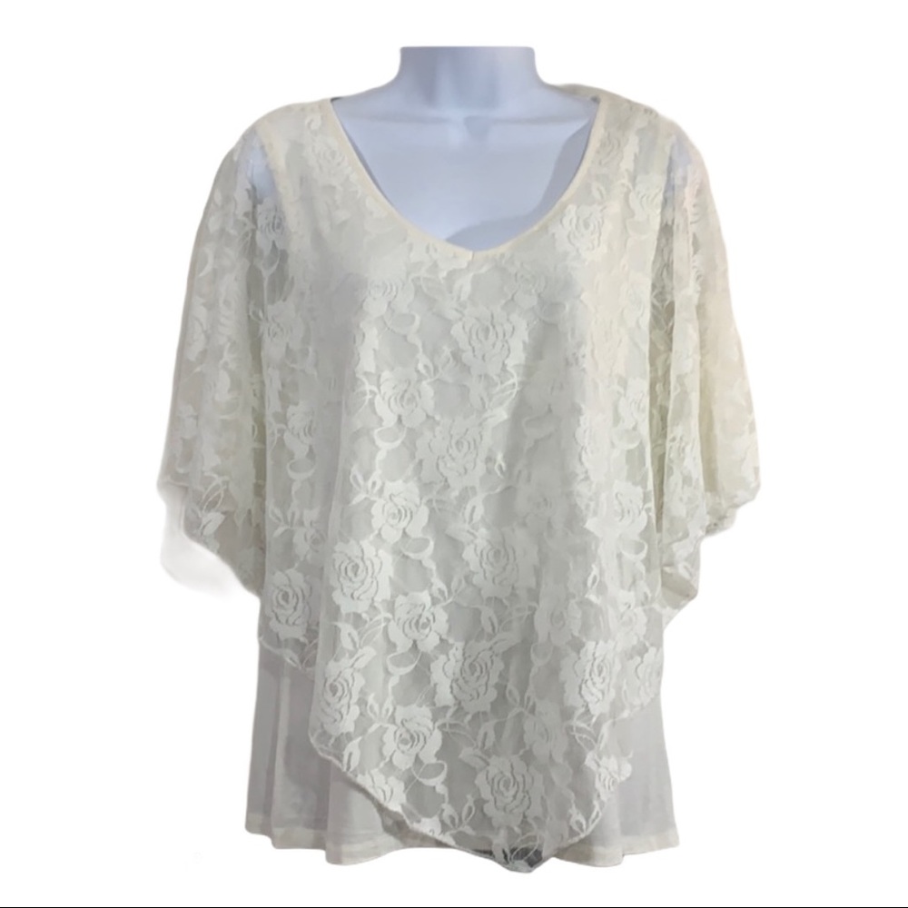 5 for 20 Tank top with lace poncho overlay